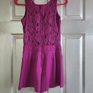 Fuchsia Pink Lace Shorts Romper Size M